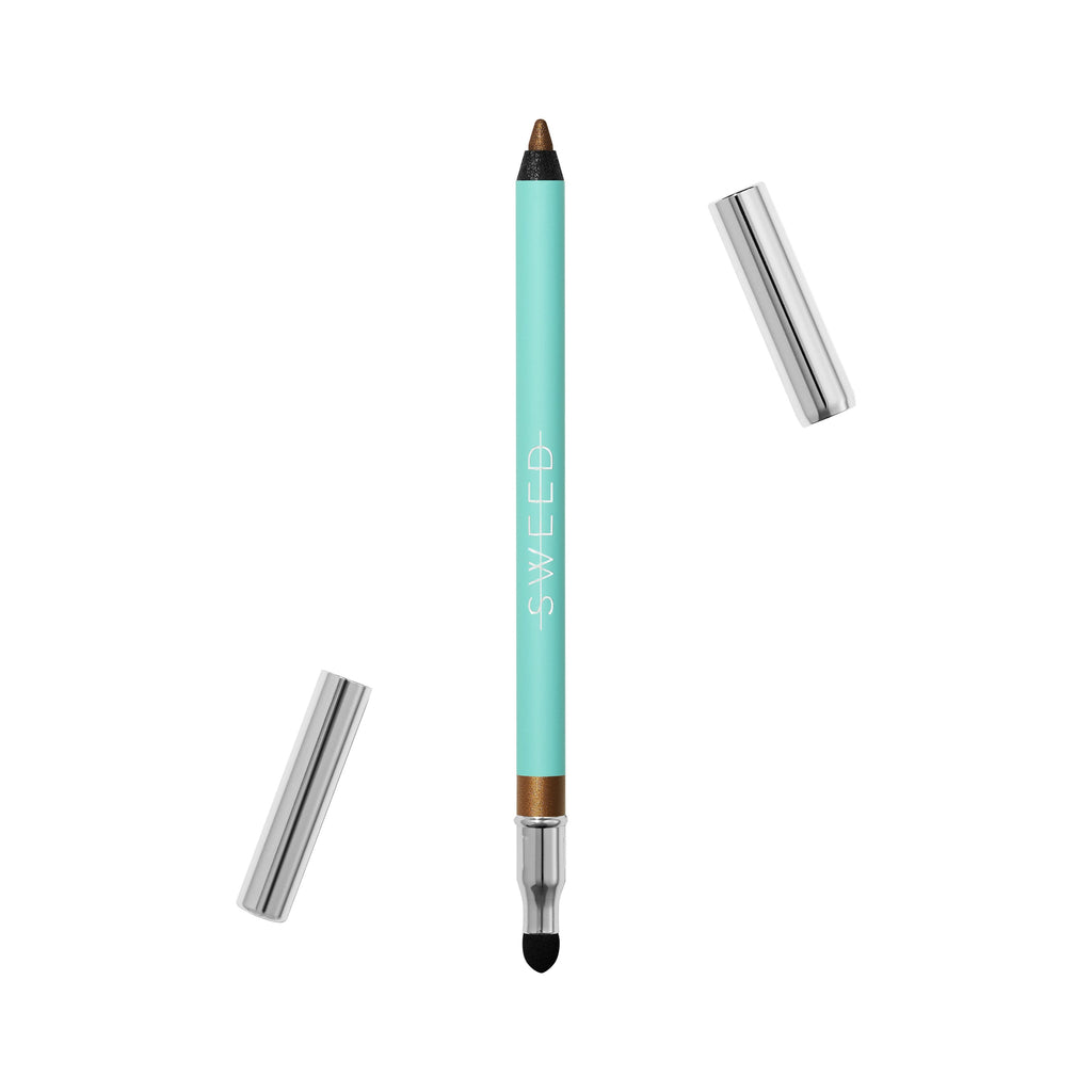 Cosmetic pencil with cap removed, revealing product tip.