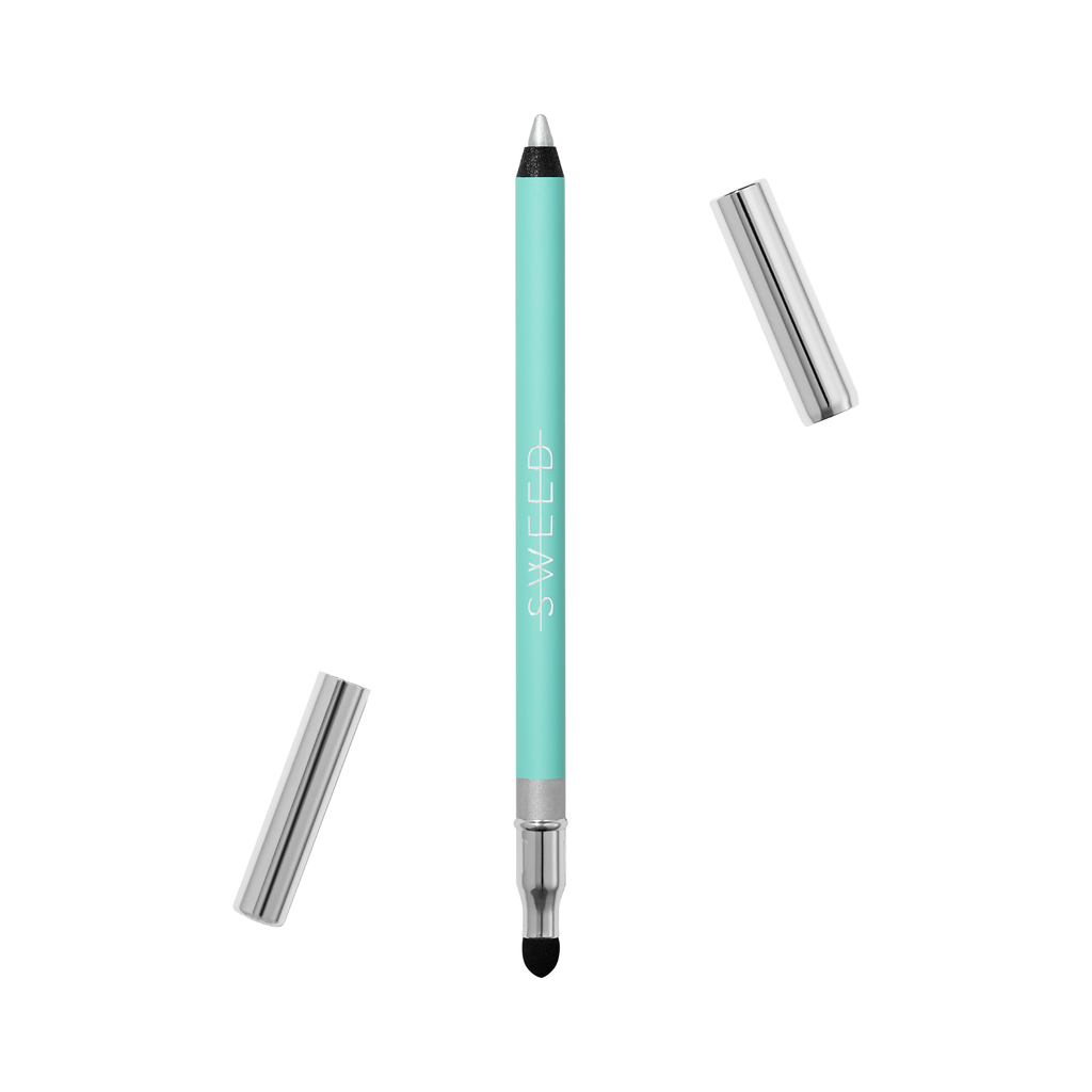 Cosmetic pencil with cap removed, revealing a black pointed tip.