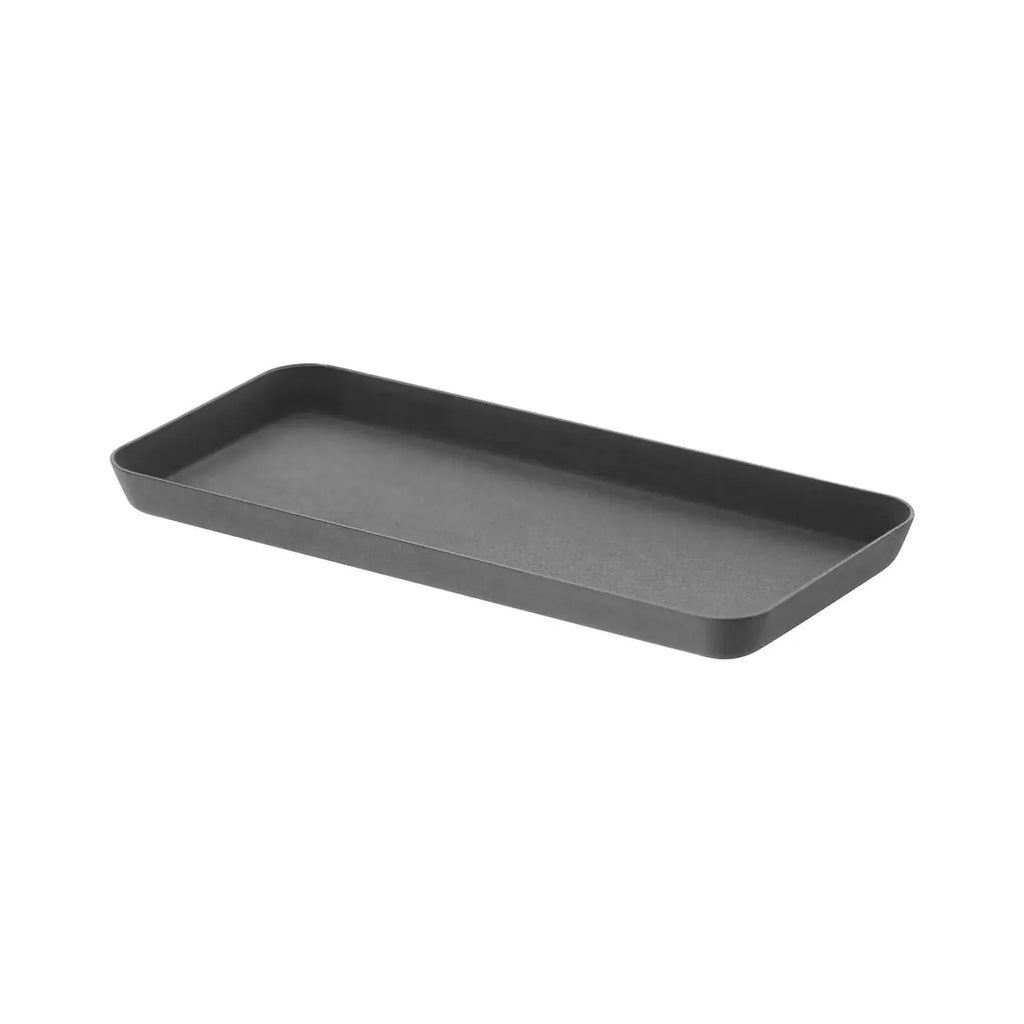 A simple, rectangular Homecourt Yamazaki Home Steel Tray with raised edges, isolated on a white background.