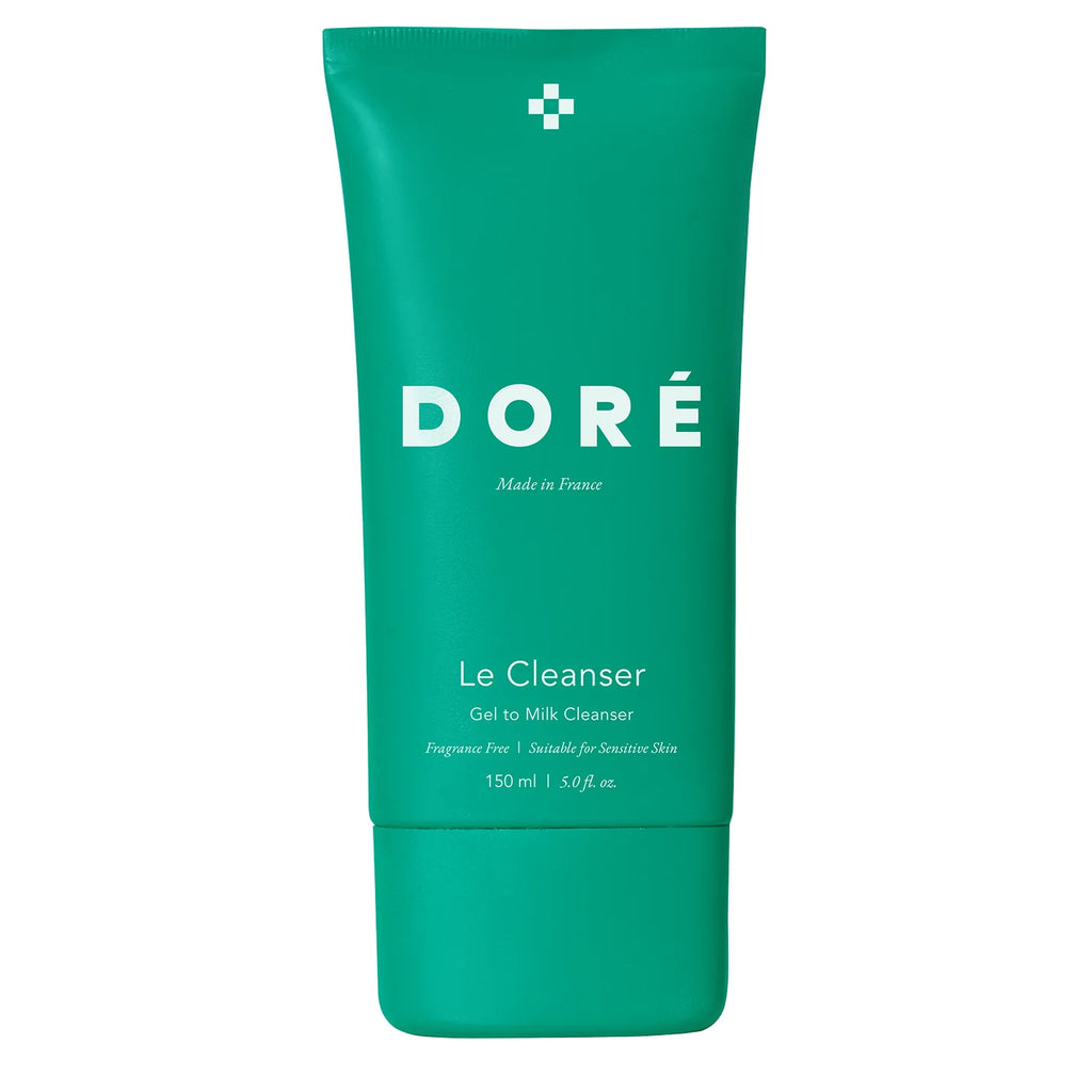A turquoise tube of dore le cleanser gel to milk cleanser for sensitive skin, 150 ml.