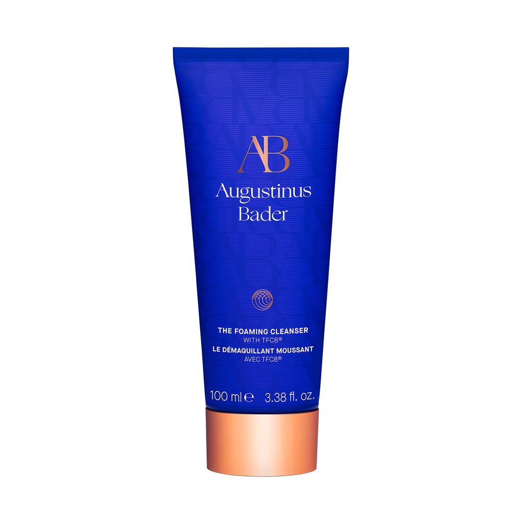 A tube of augustinus bader the foaming cleanser skincare product.