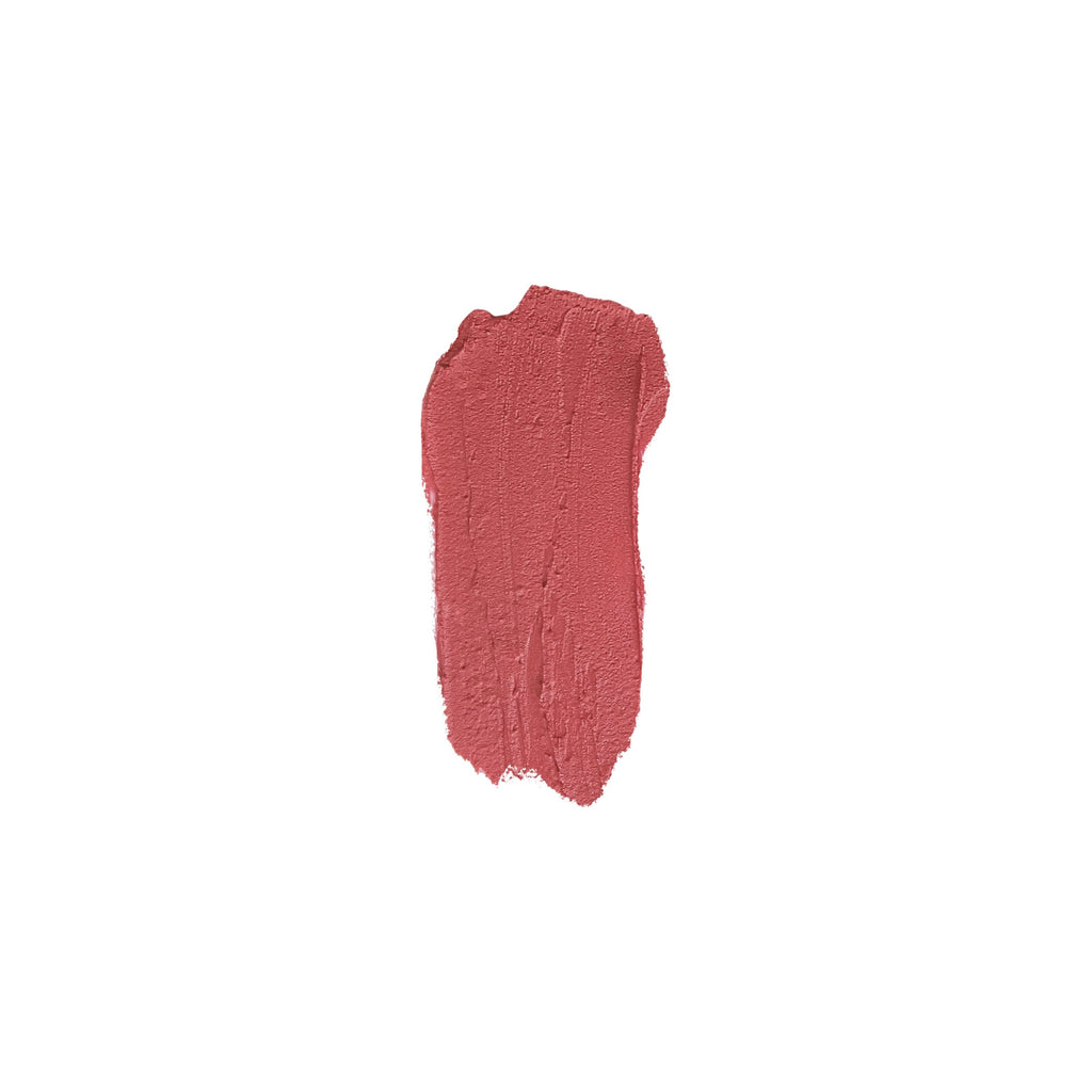 A single swatch of matte lipstick in a neutral color.