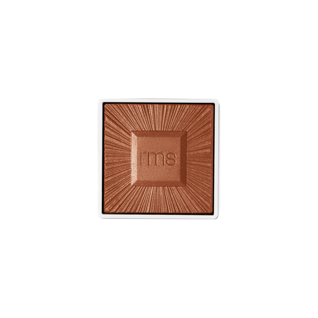 A single square-shaped bronze eyeshadow with embossed "rms" logo in the center.