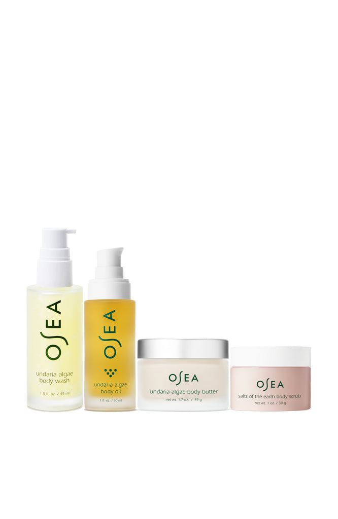 Set of OSEA skincare products on a white background