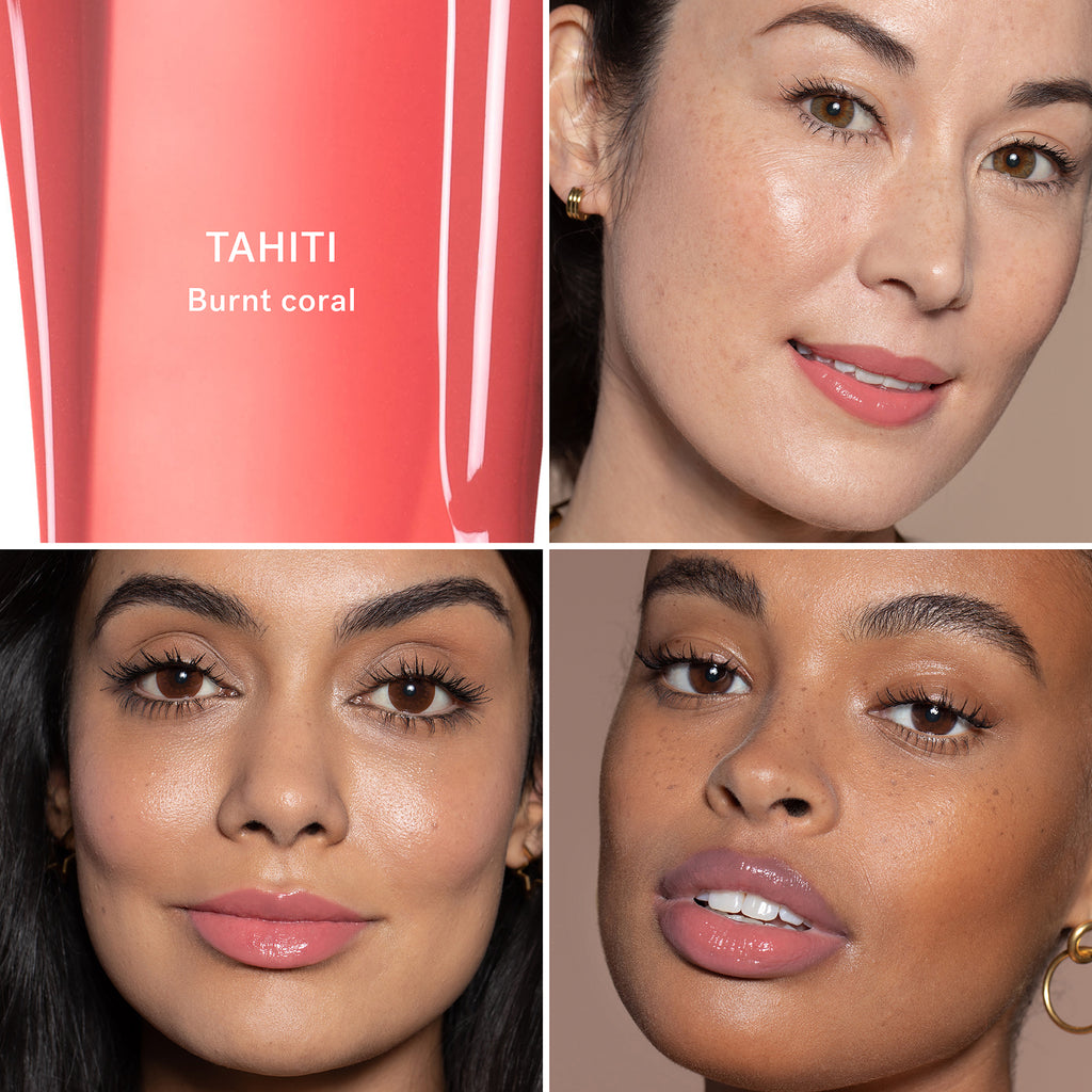 TAHITI GRID.Lips instantly feel fuller, smoother and softer with a natural, glossy sheen that blends to a wash of color.