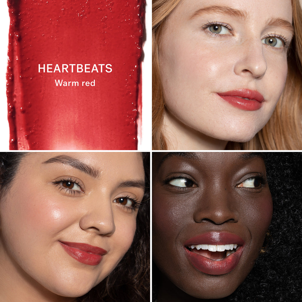 HEARTBEATS GRID.A blend of botanical butters and oils quenches dry skin on contact, helping lips look smoother, softer, and more plump.