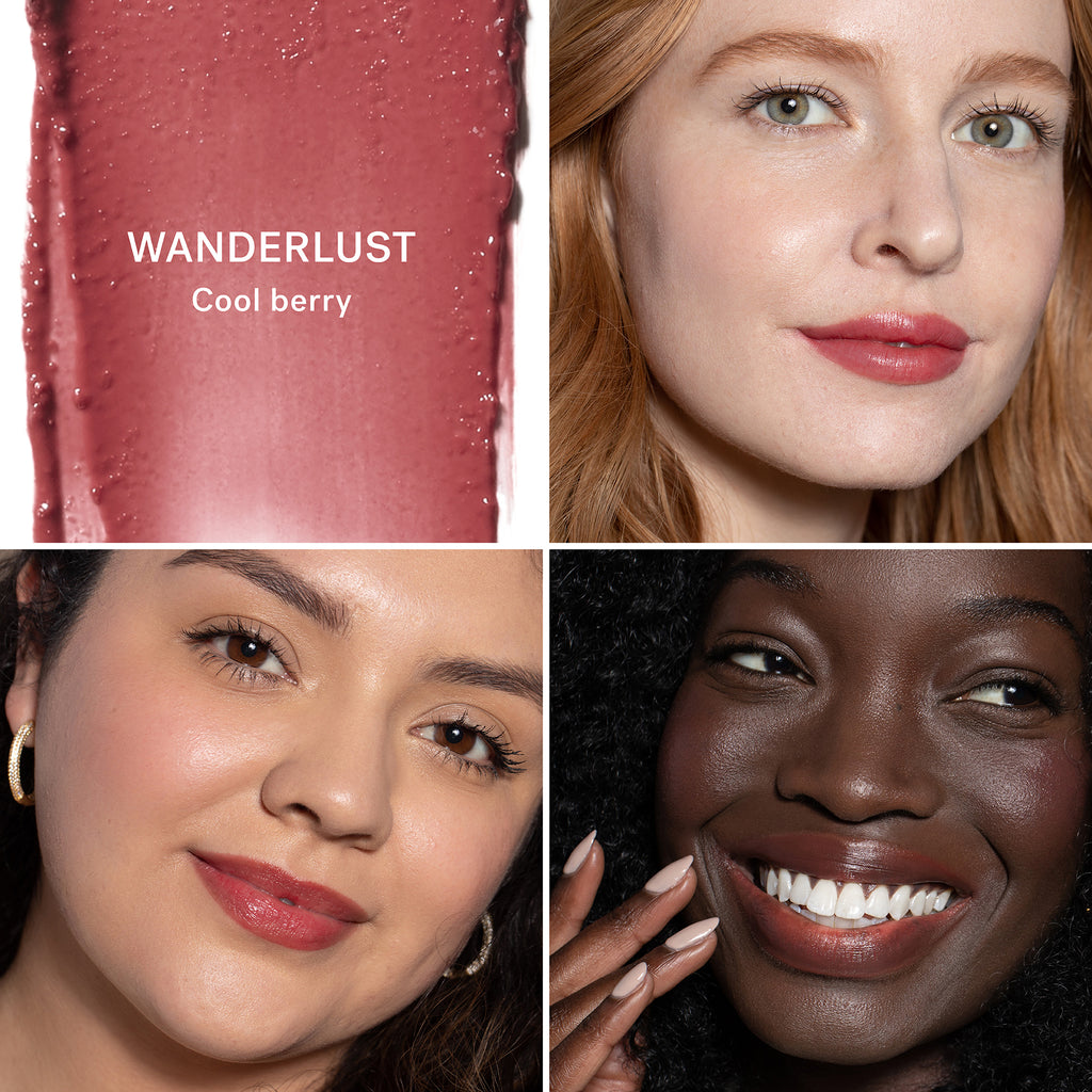 WANDERLUST GRID.A blend of botanical butters and oils quenches dry skin on contact, helping lips look smoother, softer, and more plump.