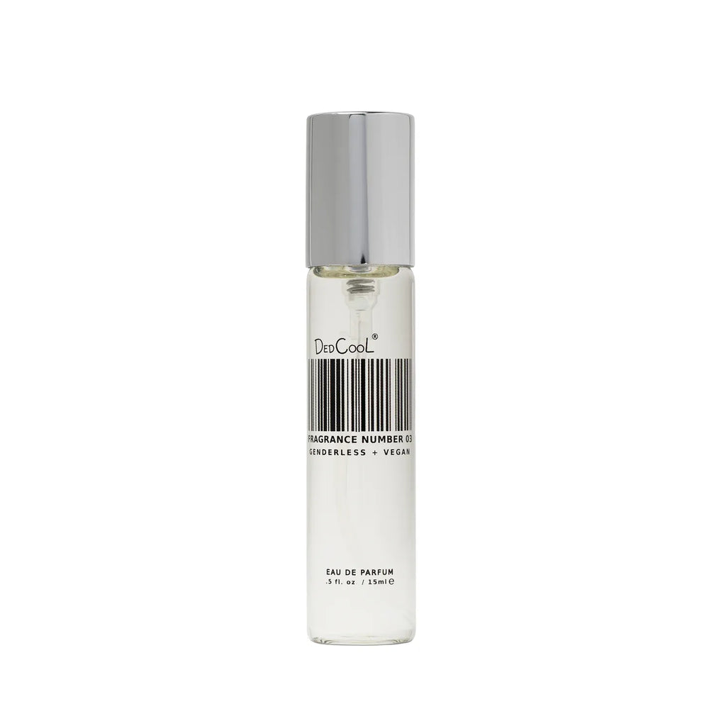A bottle of dedcool fragrance number 05 eau de parfum against a white background.