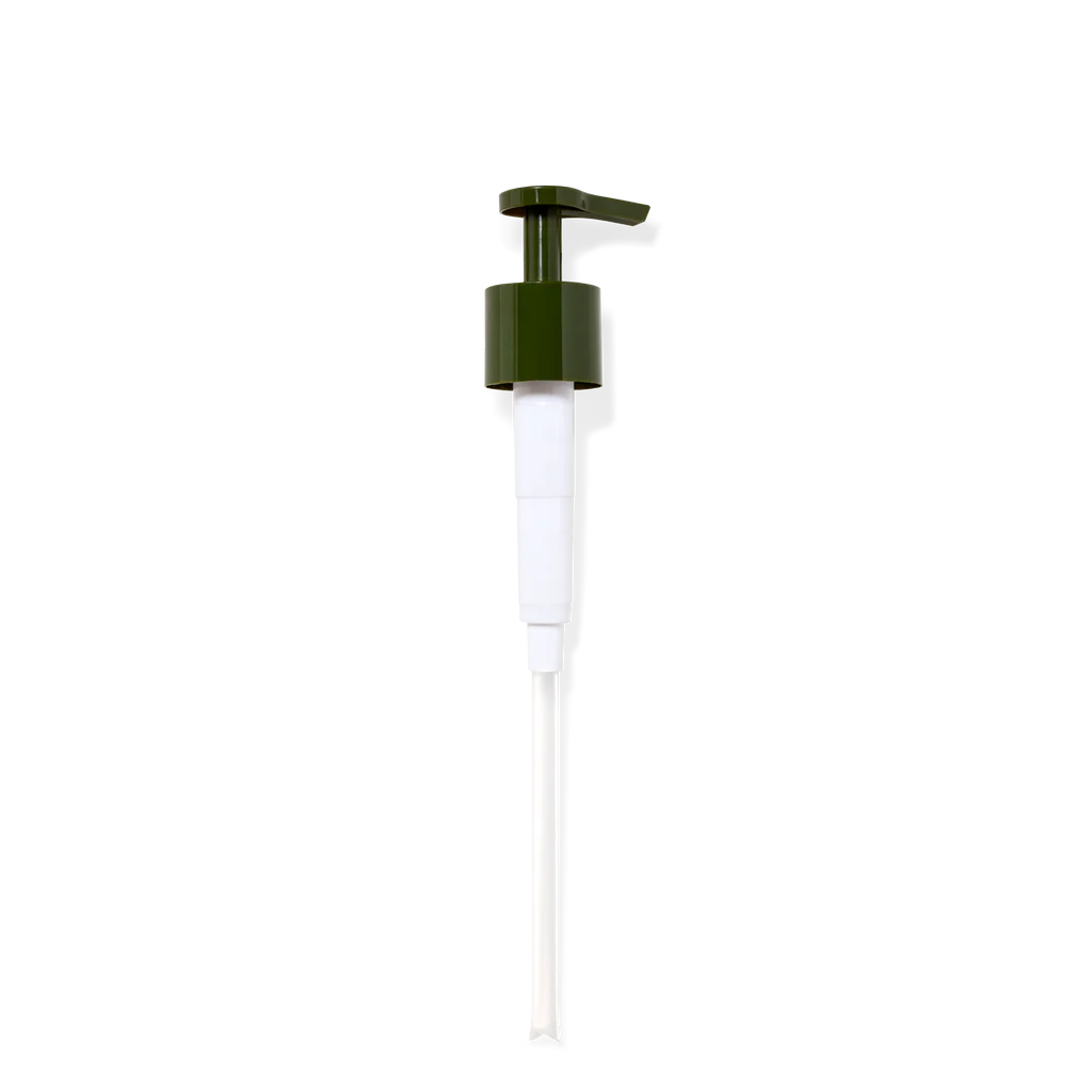 A plastic pump dispenser isolated on a black background.