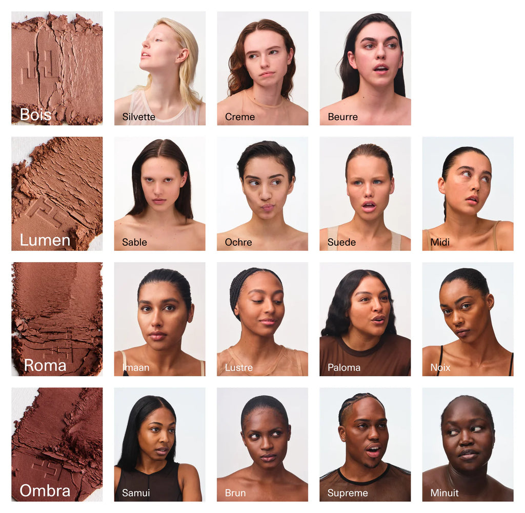 Models wearing shades of Fara Homidi Essential Bronzer Compact