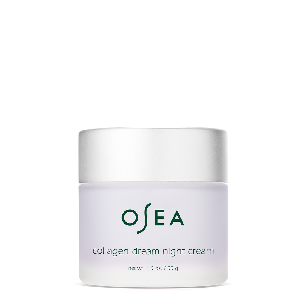 A jar of osea collagen cream with a net weight of 1.9 oz / 55 g.