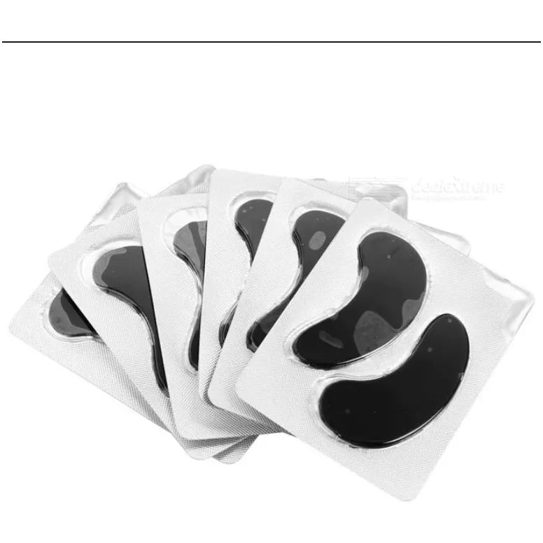 A pile of packaged hydrogel eye patches on a white background.
