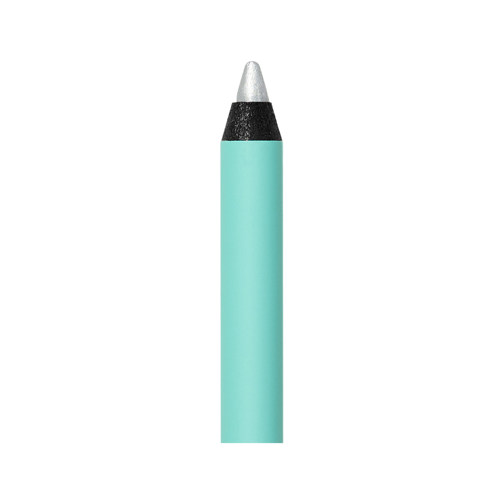Blue pencil crayon with a sharpened lead, isolated on a white background.