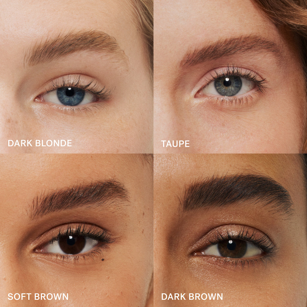 Comparison of four eyebrow shades on different individuals.