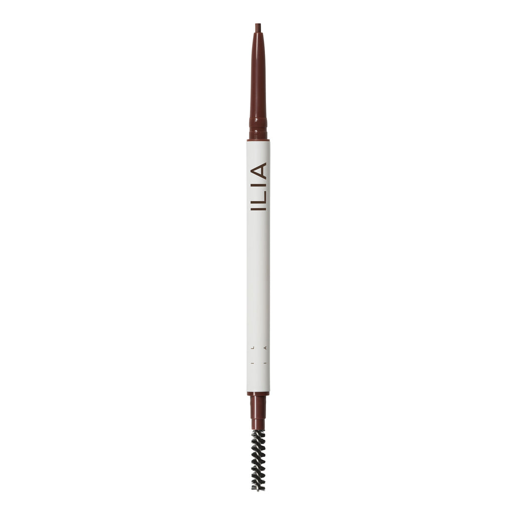 A brown eyebrow pencil with a spoolie brush on one end.