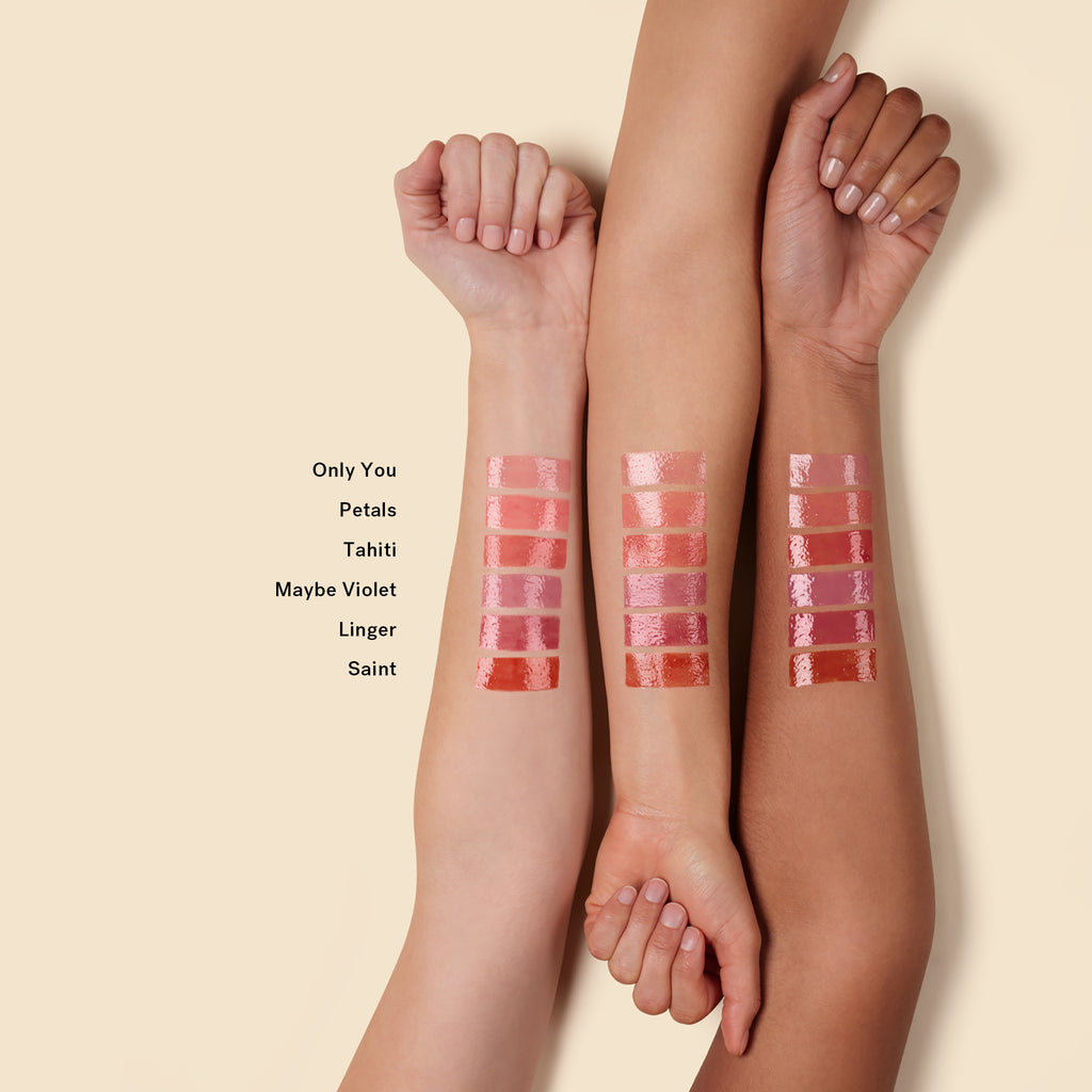 ARM SWATCH.Lips instantly feel fuller, smoother and softer with a natural, glossy sheen that blends to a wash of color.