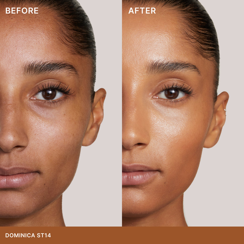 A clean skin tint with light, dewy coverage, mineral SPF, and active levels of skincare ingredients