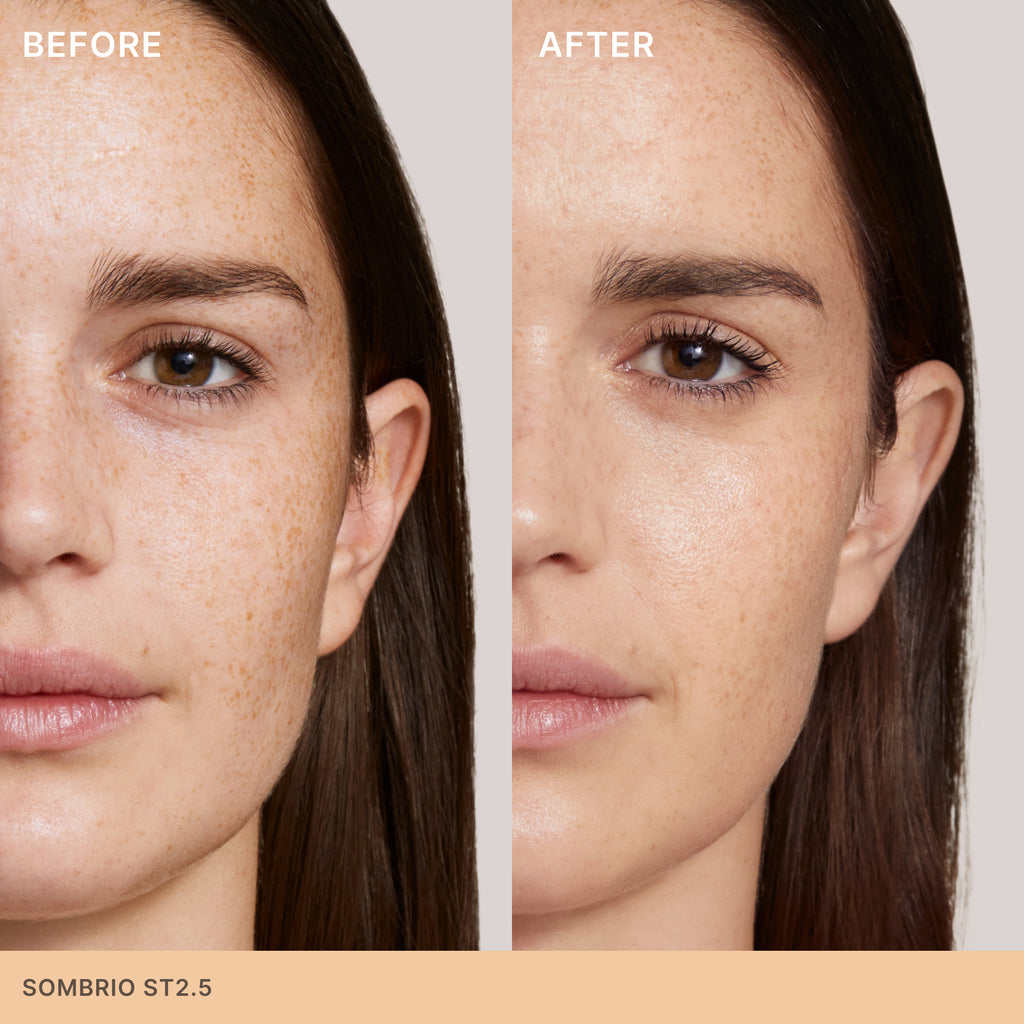 A clean skin tint with light, dewy coverage, mineral SPF, and active levels of skincare ingredients