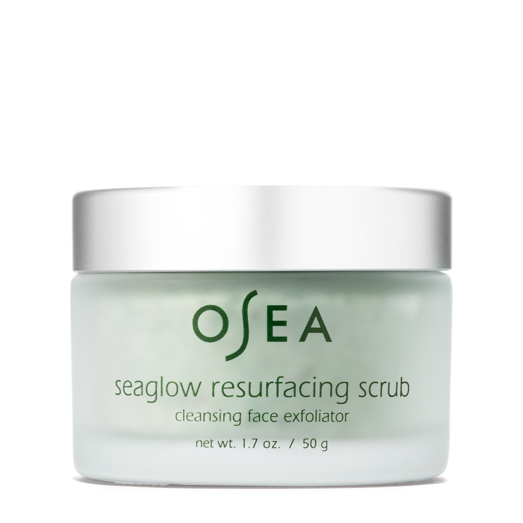Jar of osea seaglow resurfacing scrub facial exfoliator.