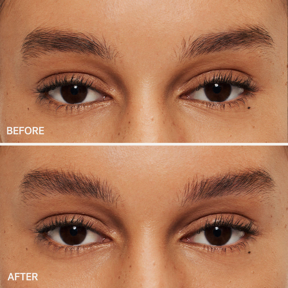 Before and after comparison of eyebrow shaping.