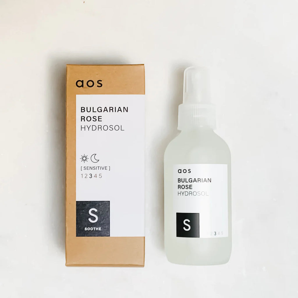 Bulgarian rose hydrosol skincare product with packaging.