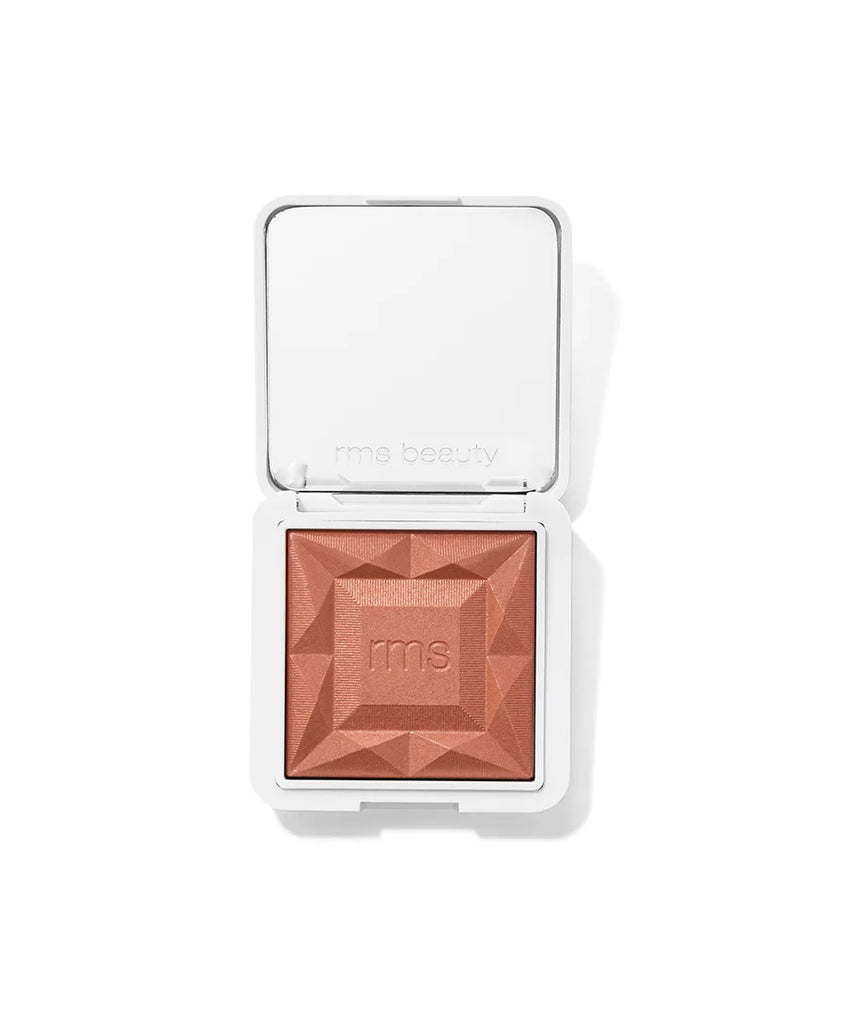 Maidens Blush Shade.Compact blush with a geometric design and 'rms' branding on a white background