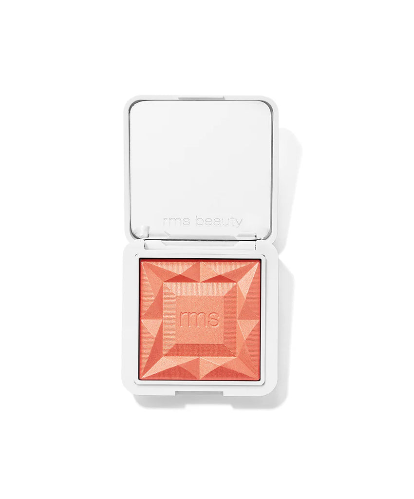Open blush compact with mai tai shade and 'rms' branding on a white background