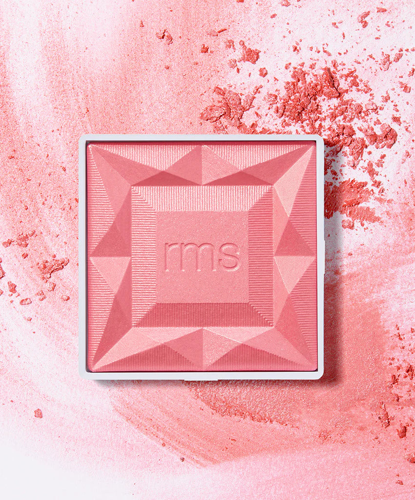 French rose Compact blush shade refill with geometric pattern by rms beauty.