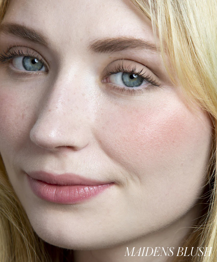 Model wearing shade Maidens Blush