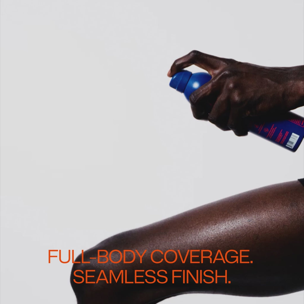 Video of a person applying Freaks of Nature Solar Shield SPF 30 spray to show the low white cast