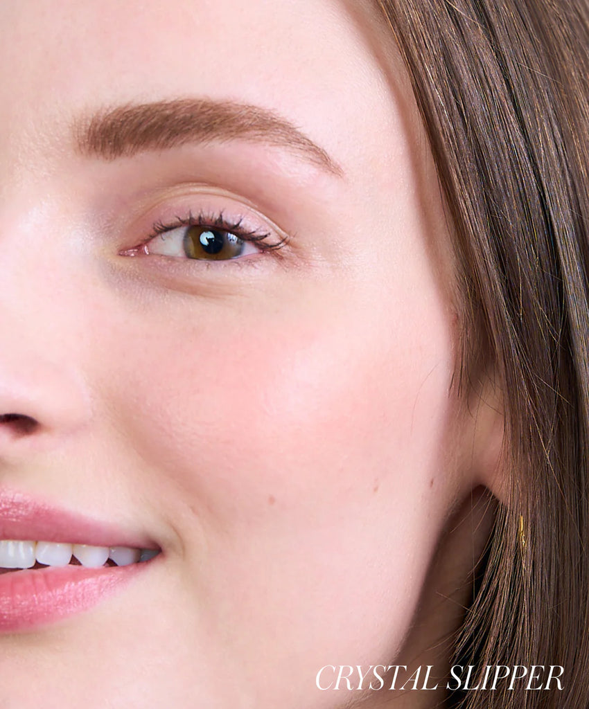 Close-up of a person's face showing 'Crystal Slipper' shade.