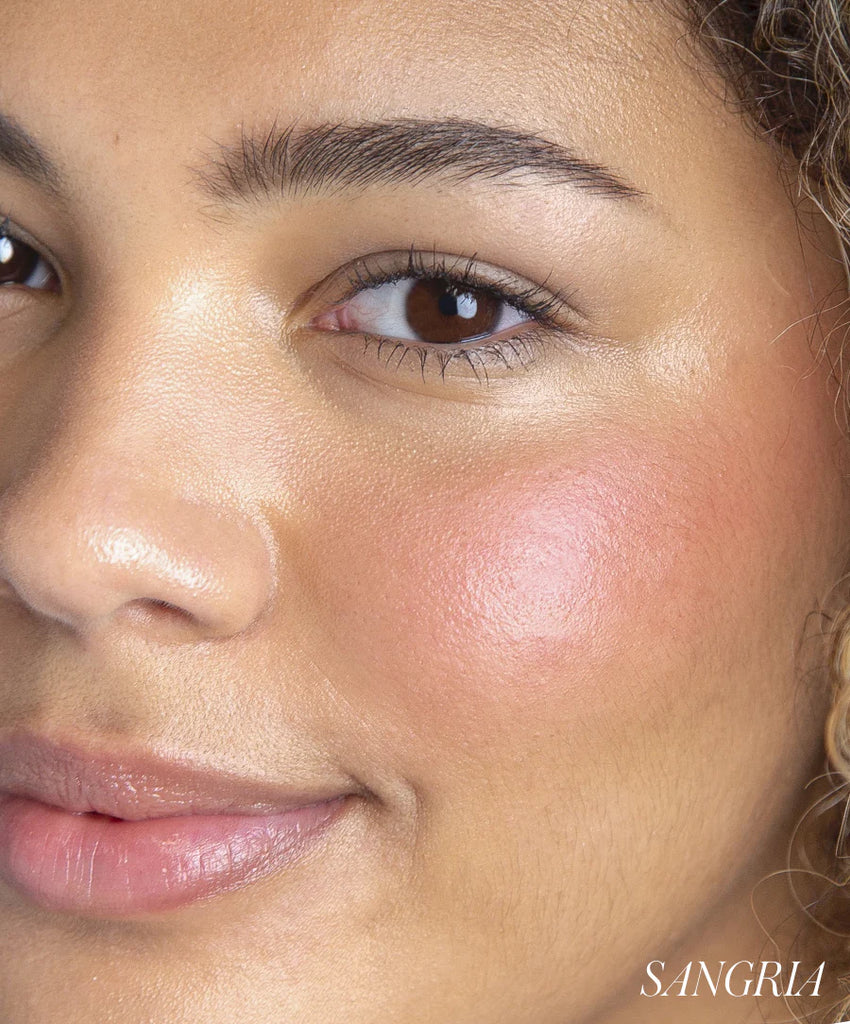 Model wearing shade Sangria