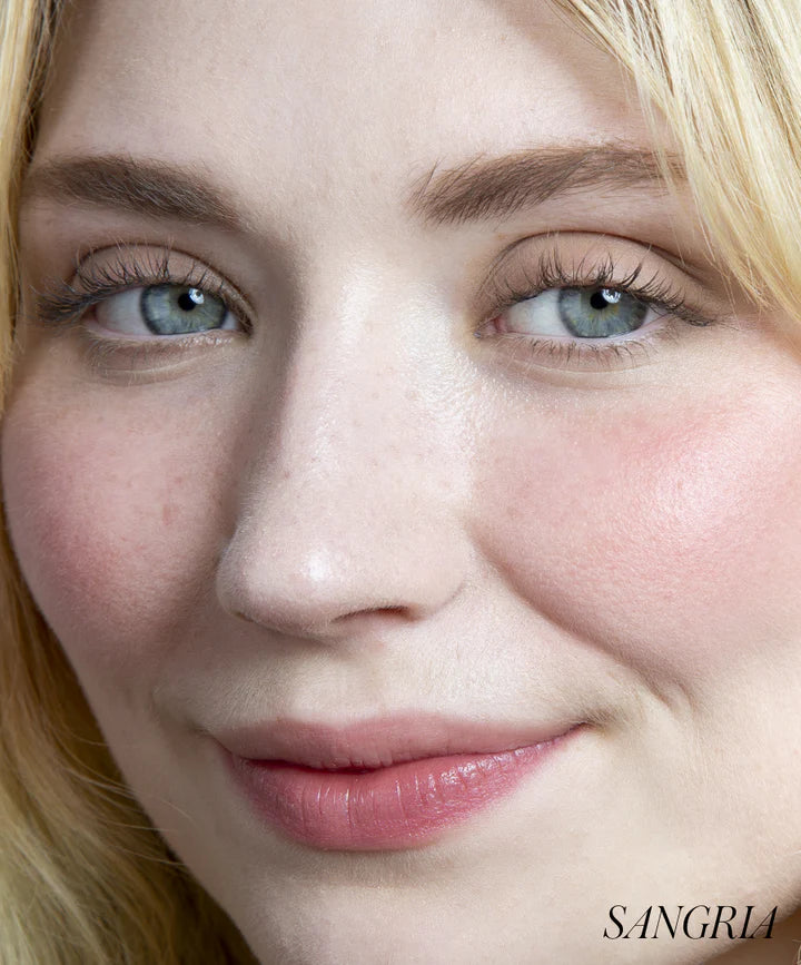 Model wearing shade Sangria