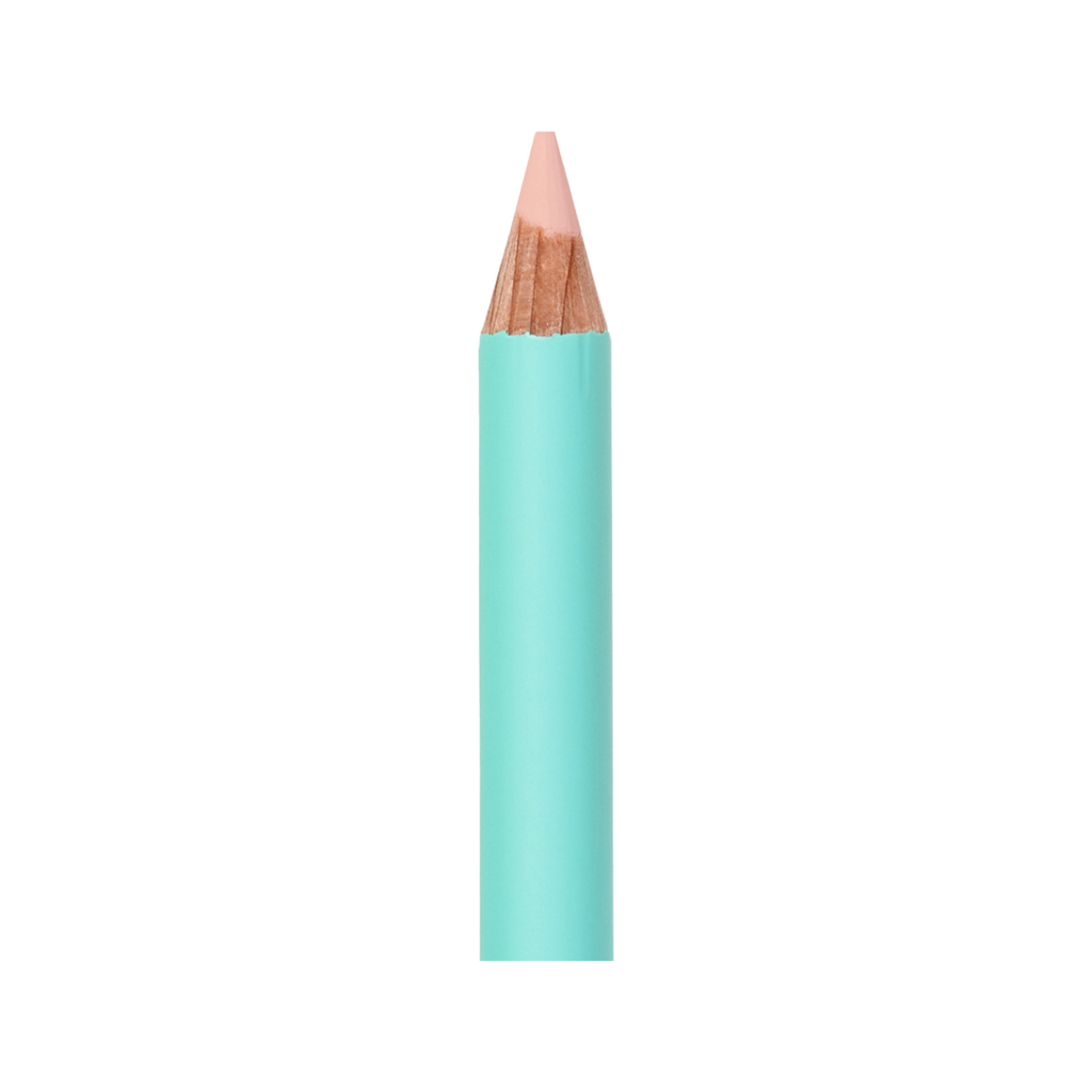 A sharpened pastel turquoise-colored pencil isolated on a white background.