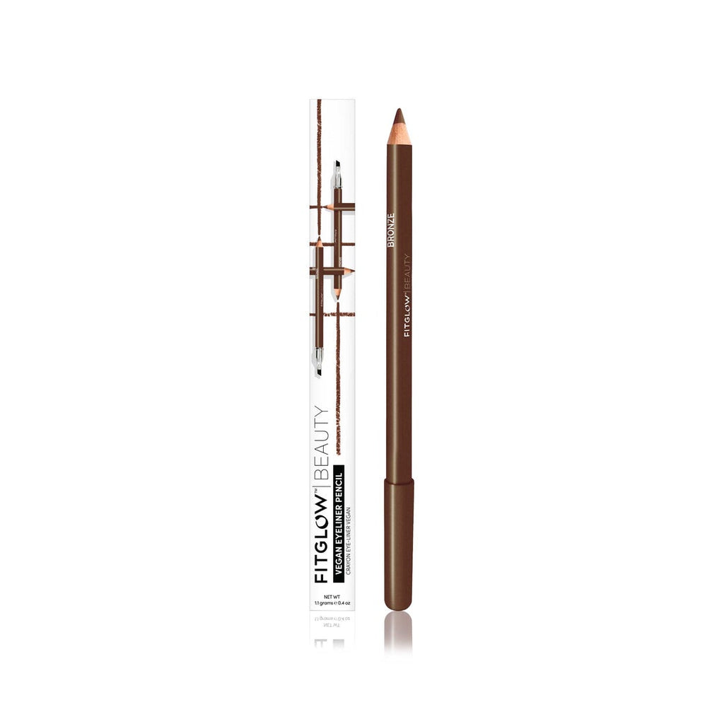Eyebrow pencil with cap off next to its packaging.