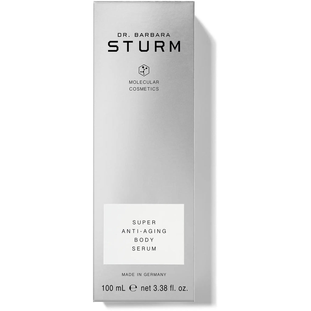 Product packaging for dr. barbara sturm molecular cosmetics' super anti-aging body cream, 100 ml.
