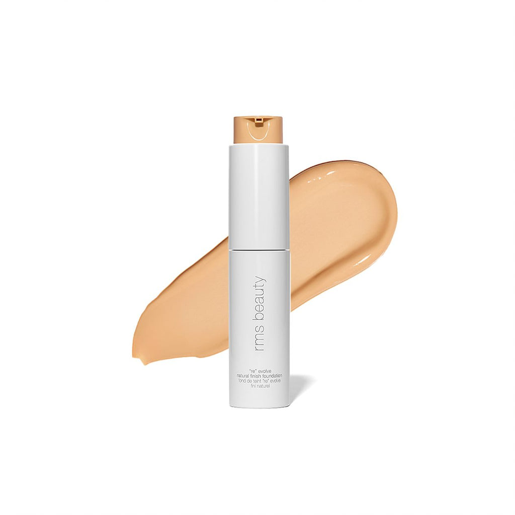 Liquid foundation bottle with a swatch of foundation shade.