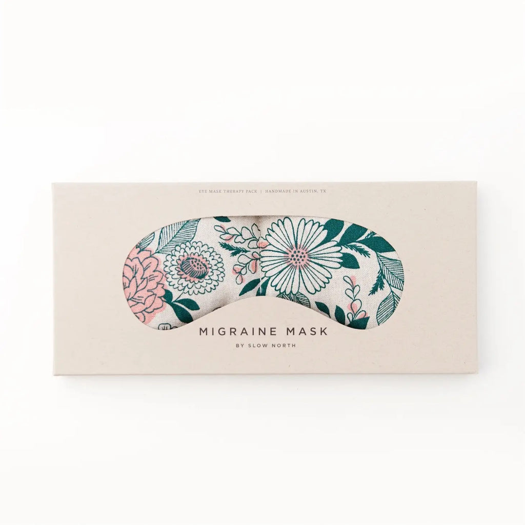 A migraine mask packaging with a floral design by slow north.