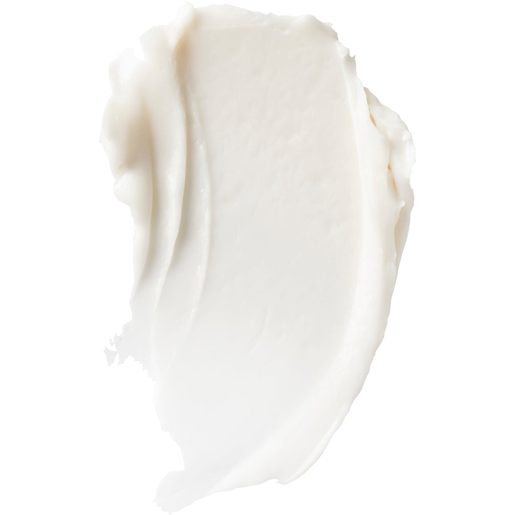 A smear of white cream against a white background.