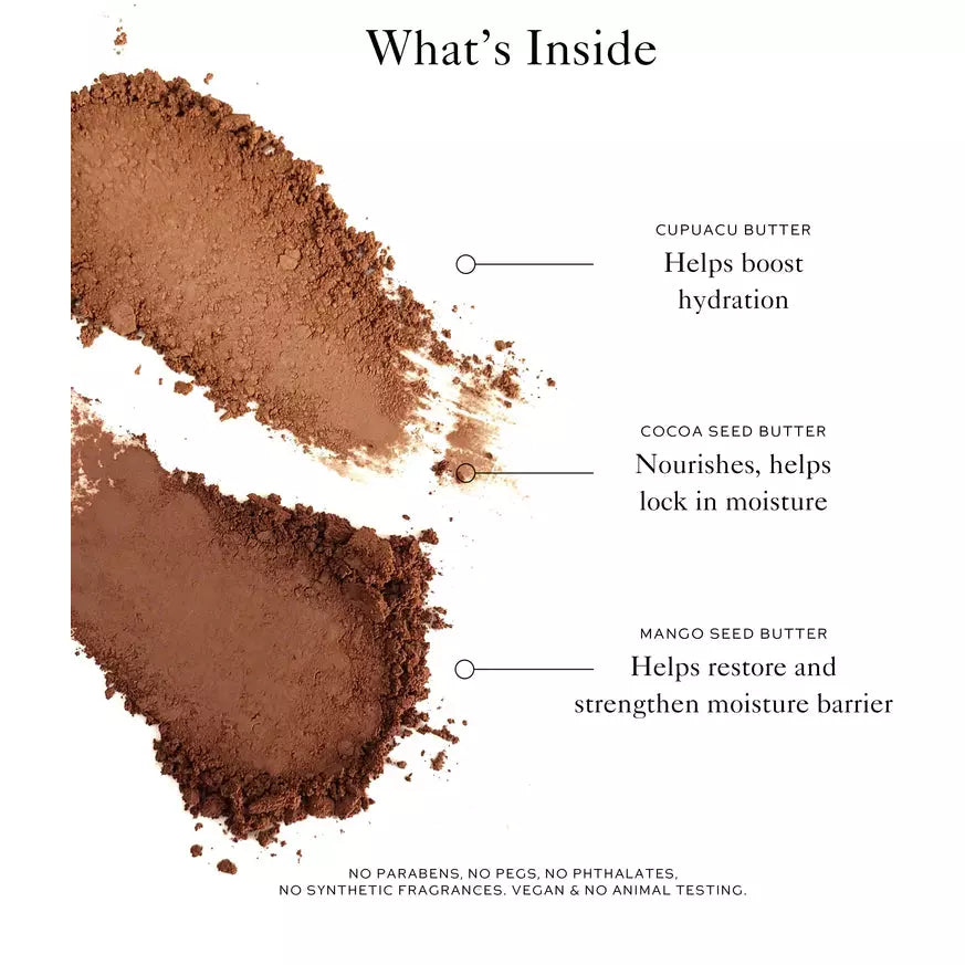 Cosmetic ingredients highlighted with natural powders to represent product contents, emphasizing organic and cruelty-free components.