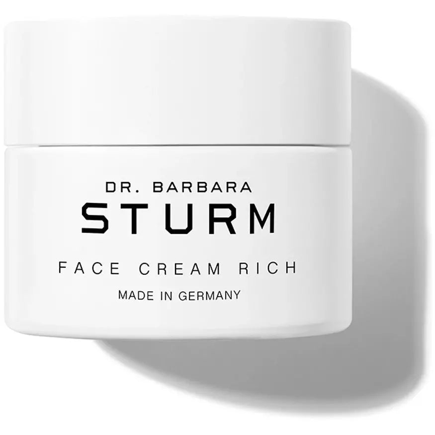 A jar of dr. barbara sturm face cream rich, made in germany.
