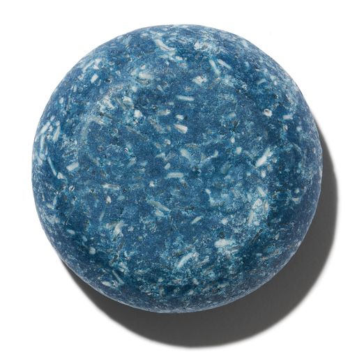 Blue and white marble sphere on a white background with a shadow.