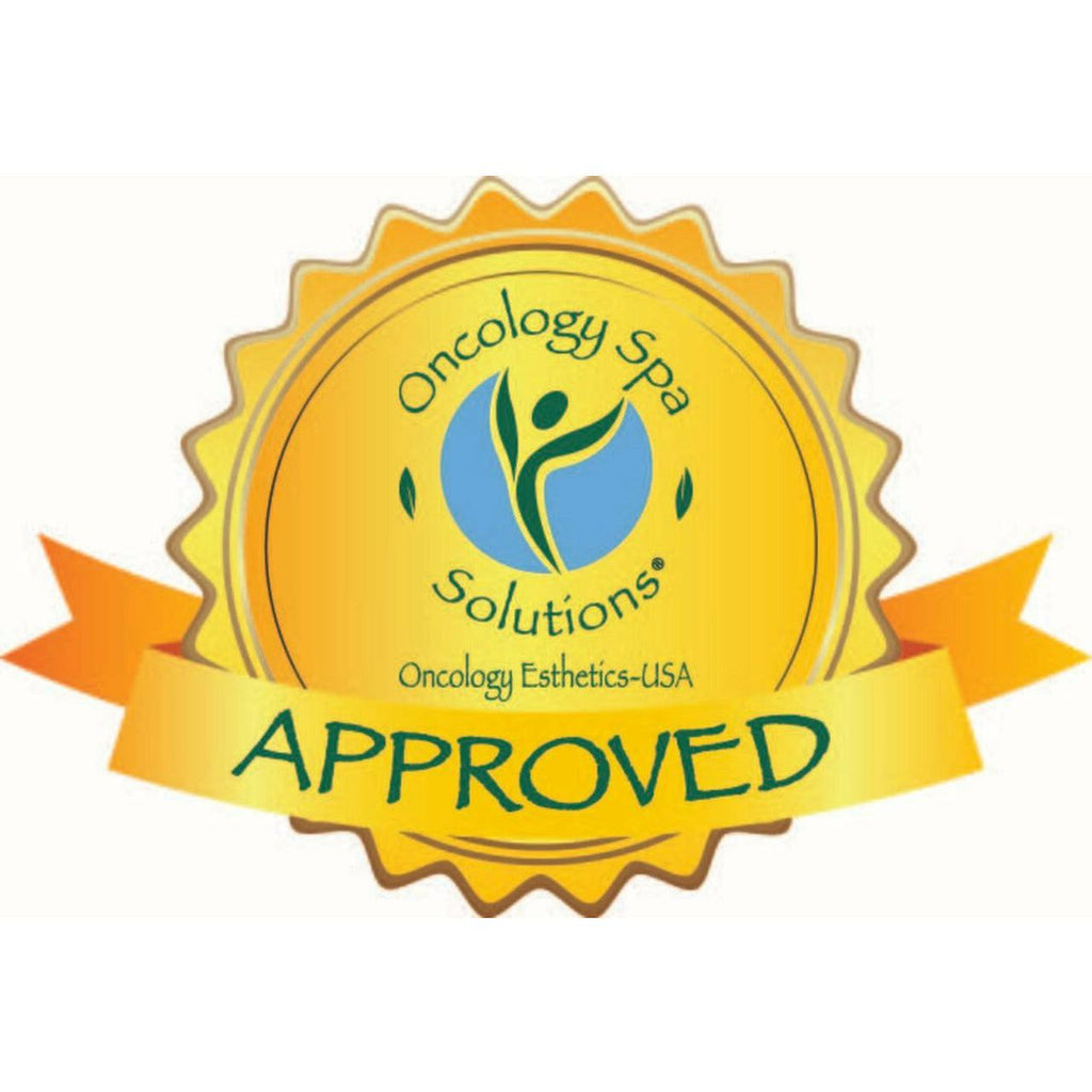Logo of oncology spa solutions with an "approved" ribbon banner.