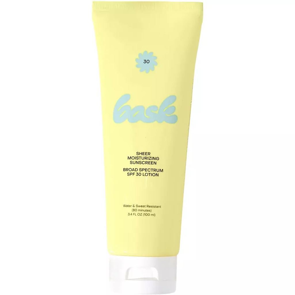 A tube of broad spectrum spf 30 sunscreen lotion.