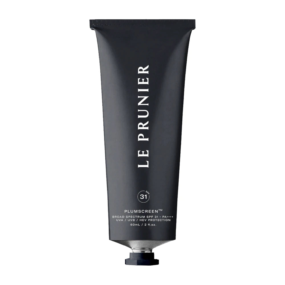 A black tube of le prunier plumscreen broad spectrum spf 31 sunscreen.