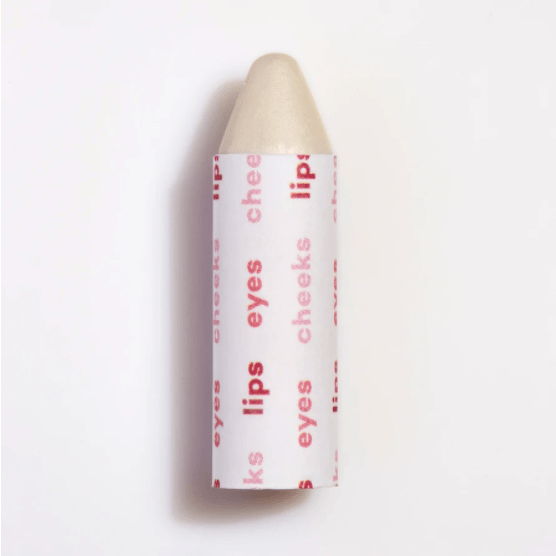 A single multicolored cosmetic crayon against a white background.