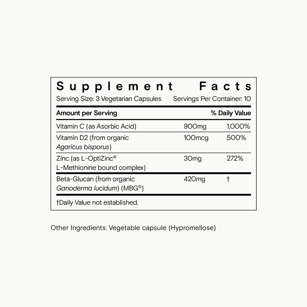 Label of a dietary supplement listing various vitamins and minerals, serving sizes, and percent daily values.