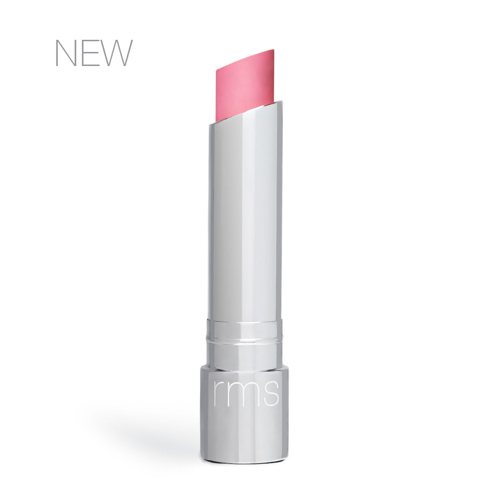 New lipstick product in a twist-up tube with pink shade displayed.