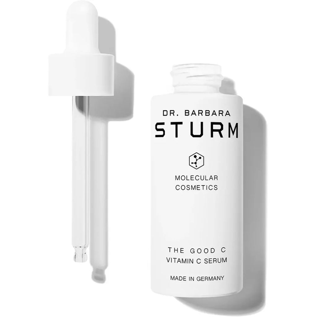 Bottle of dr. barbara sturm vitamin c serum with its dropper applicator.