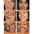 A collage of six diverse individuals covering one eye with a hand while smiling.